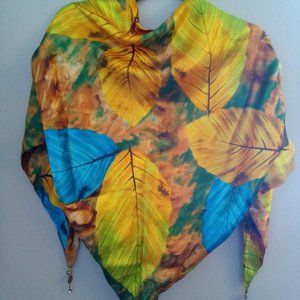 Women's unique scarf with beautiful leaf art